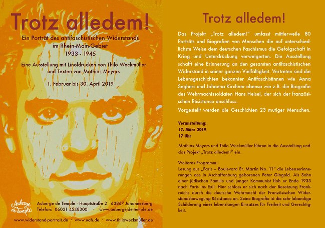 Der „Trotz alledem!“ Flyer Johannesberg Auberge de Temple