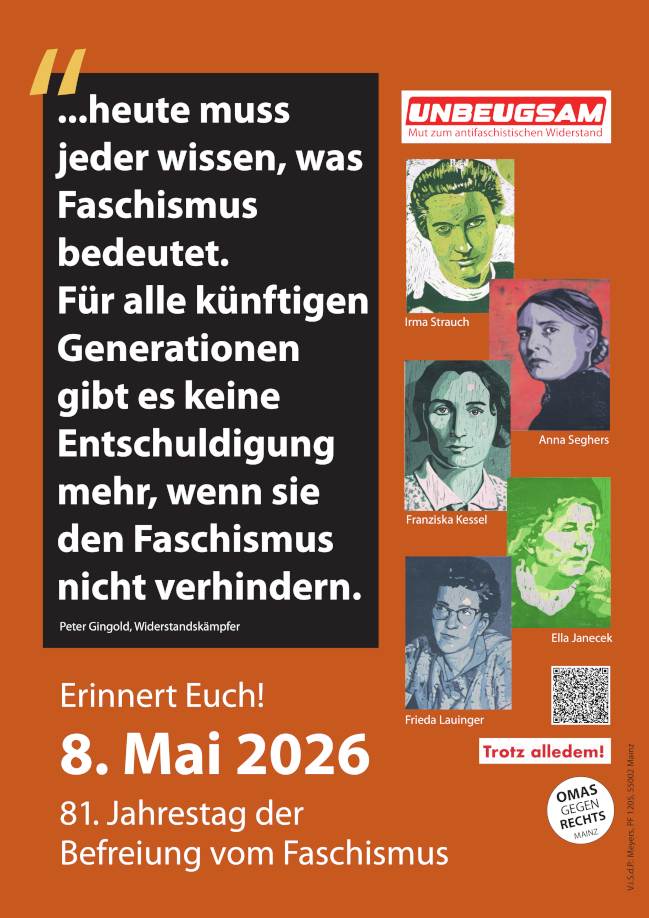 Das „Trotz alledem!“ Plakat zum 8. Mai 2026 in Mainz